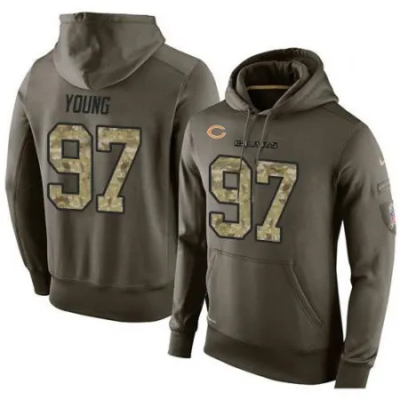 NFL Men's  Chicago Bears #97 Willie Young Stitched Green Olive Salute To Service KO Performance Hoodie