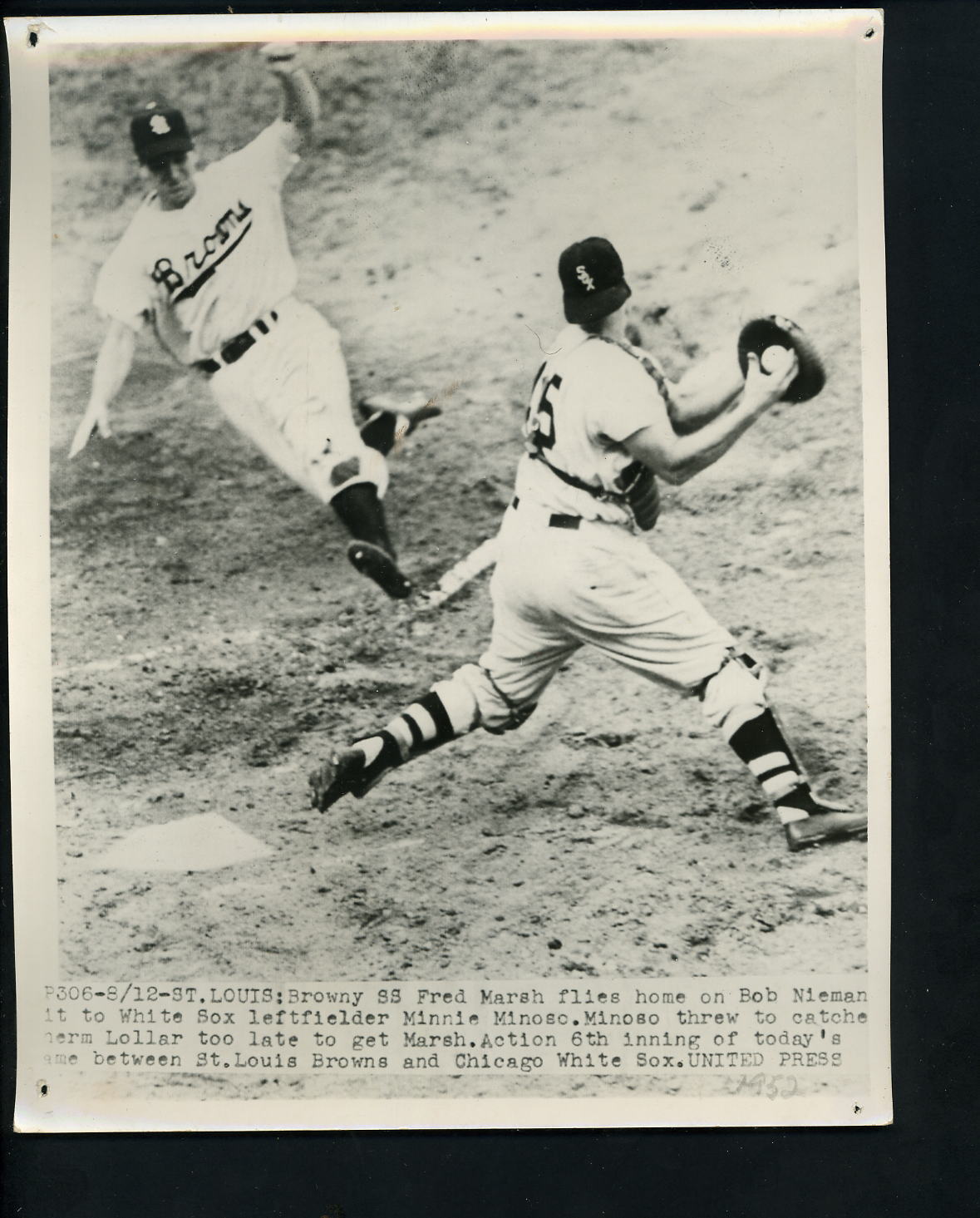 Sherm Lollar & Fred Marsh 1952 Press Photo Poster painting Chicago White Sox St. Louis Browns