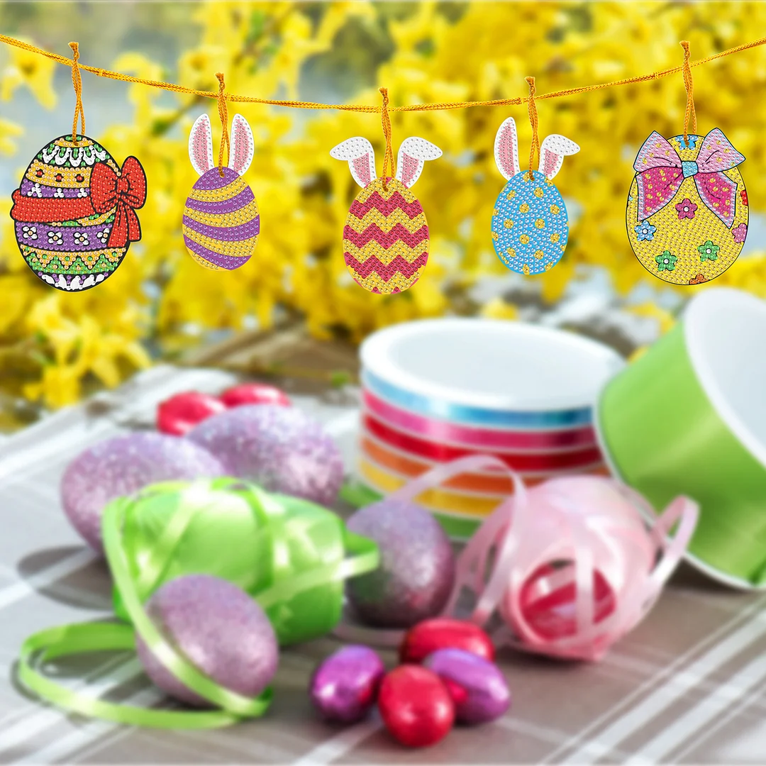 10pcs Christmas Diamond Painting Ornament Chicken Eggs (Single-sided Shaped Diamond)