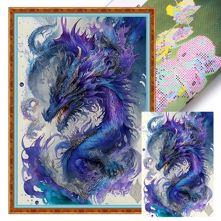 Dog Domineering Purple Dragon (50*70cm) 11CT Stamped Cross Stitch gbfke