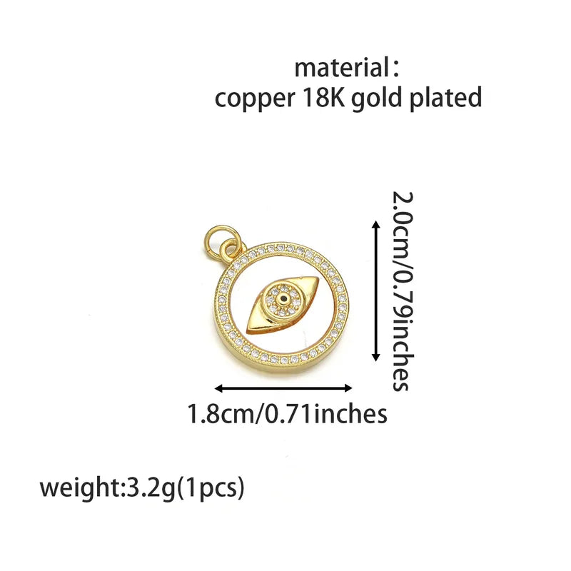 1 Piece 2.2cm*2.5cm 2.4cm*2.9cm Copper Shell Zircon 18K Gold Plated Palm Eye Pendant Jewelry Accessories