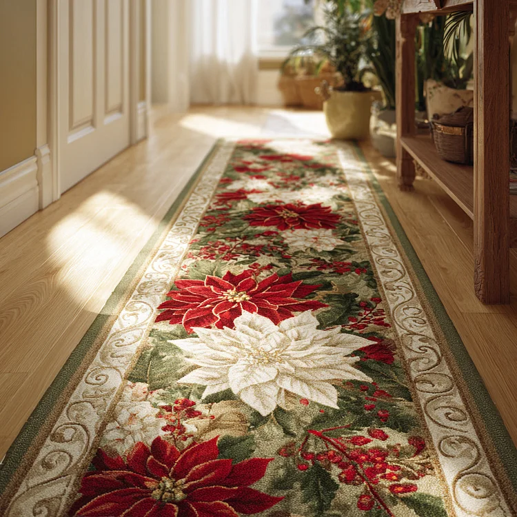 Tapestry Poinsettia Runner Carpet NCU0HH975