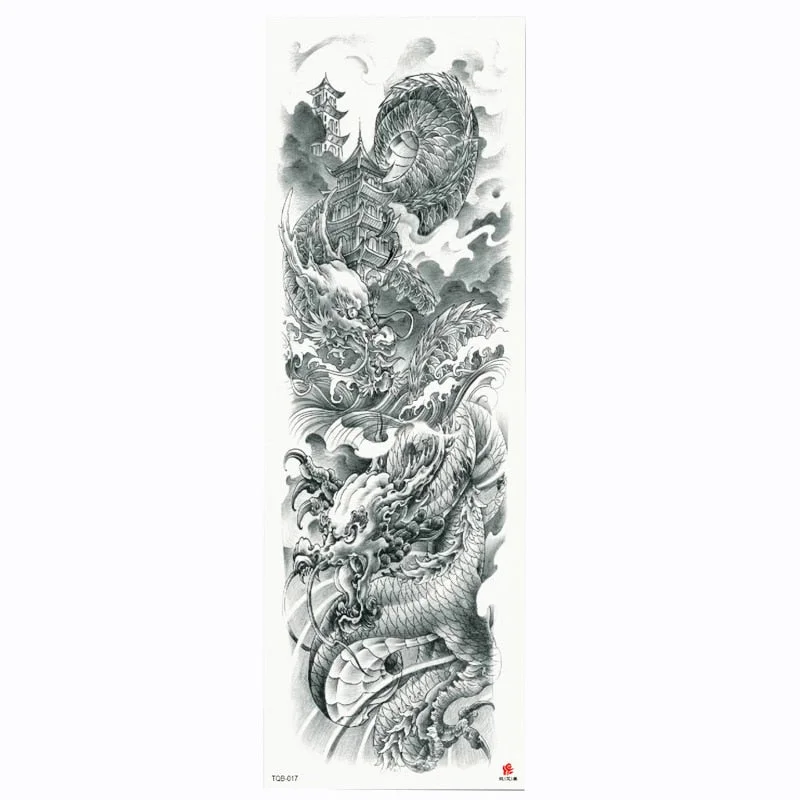 2018 New Full Flower Arm Tattoo Sticker Skeletons and Roses Temporary Body Paint Water Transfer Tattoo Sleeve