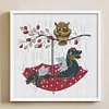 >SALE<Embroidery Eco-cotton Thread 14CT Printed Owl and Angel Dog Cross Stitch 40x42cm