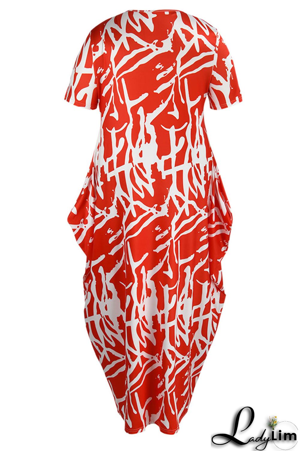 Black Fashion Casual Print Patchwork O Neck Long Dress Plus Size Dresses