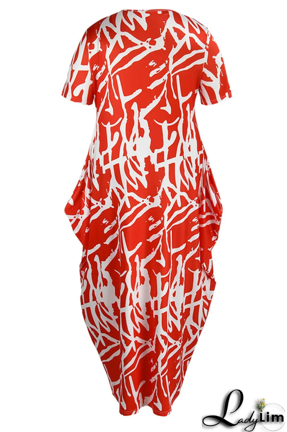 Black Fashion Casual Print Patchwork O Neck Long Dress Plus Size Dresses