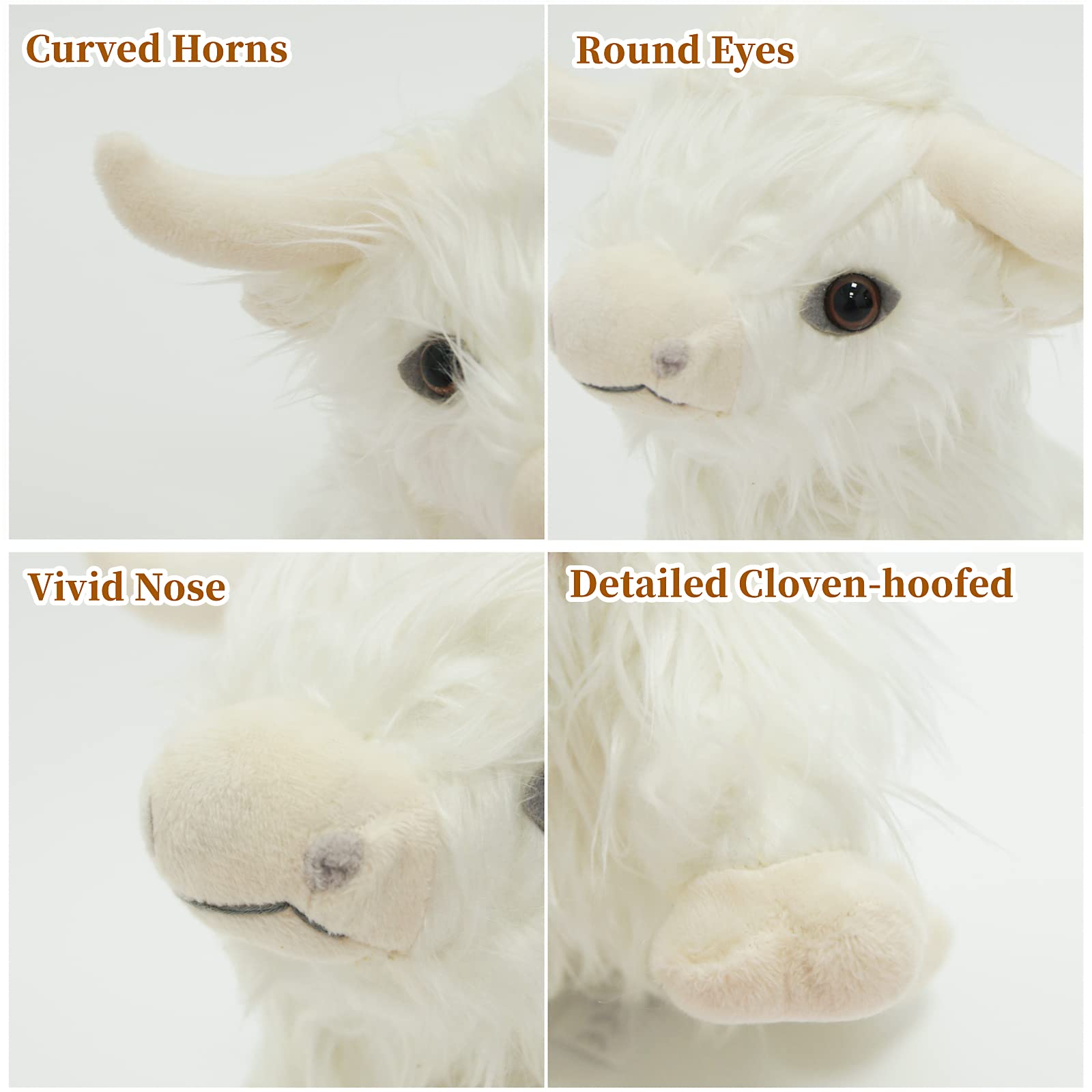 Tegooe 25cm Highland Cow Plush Toy - Soft Stuffed Animal Doll for Kids Home Decor