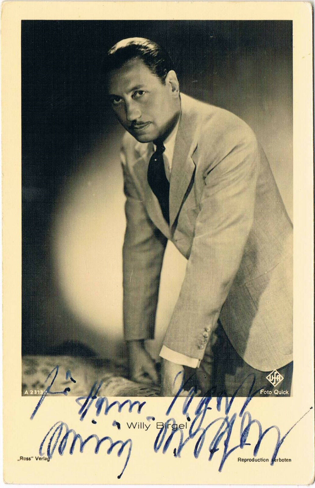 Willy Birgel 1891-1973 genuine autograph signed postcard Photo Poster painting 3.5x5.5