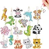 15pcs 2D Flat DIY Diamond Painting Keychain Double Sided Drill Keyrings (Animal)