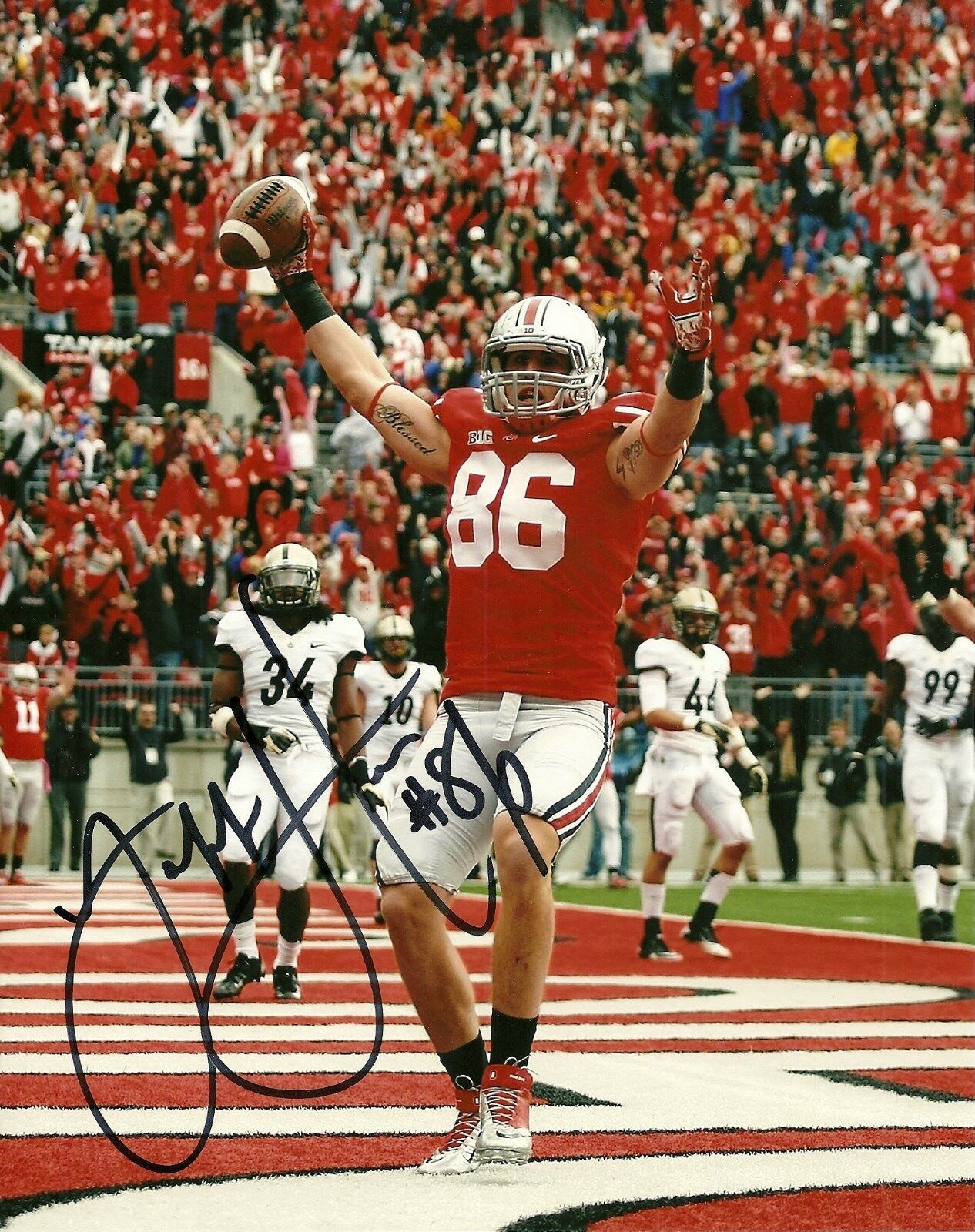 DENVER BRONCOS JEFF HEUERMAN HAND SIGNED OHIO STATE 8X10 Photo Poster painting W/COA