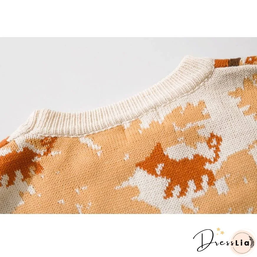 Lovely Tiger Stitching Sweater