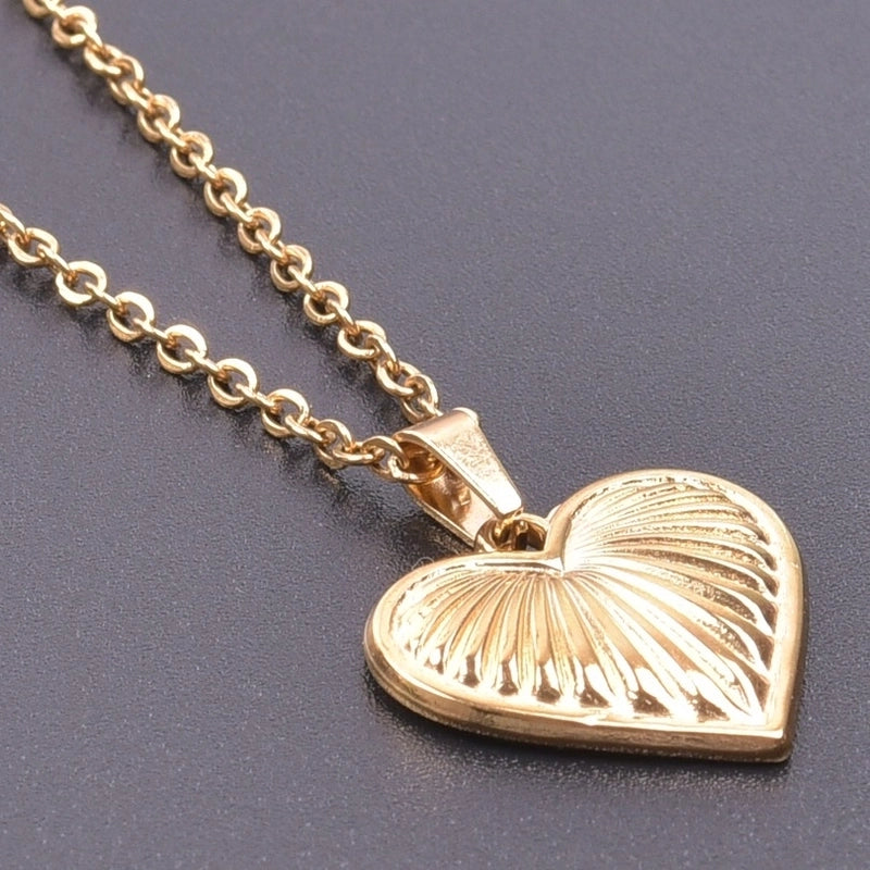 Basic Modern Style Classic Style Geometric Heart Shape 304 Stainless Steel Plating Pendant Necklace