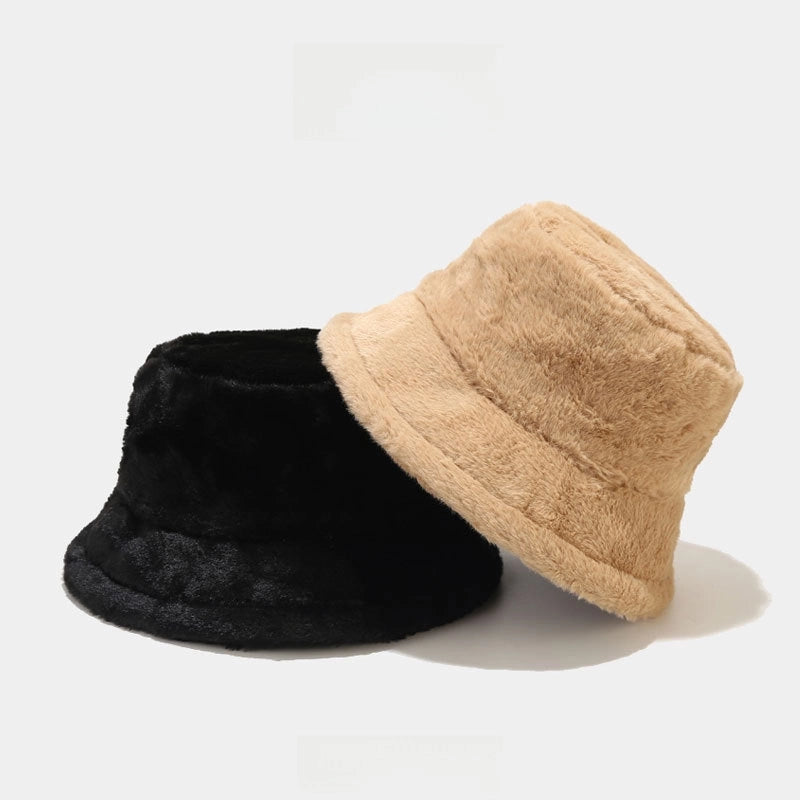 Japanese Style Thickened Fisherman Hat Fashionable Korean Style Warm Soft Skin Friendly Plush Velvet Basin Hat Plain Face Covering Hat