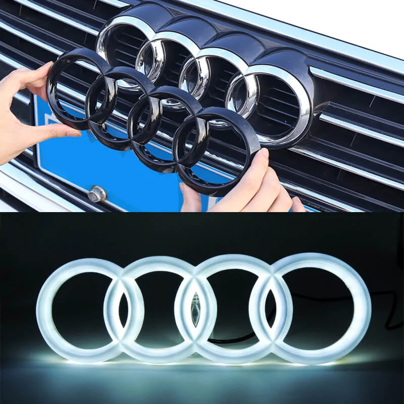 Black Chromed LED Dynamic Light Up Audi Emblem(2 Different Dynamic Effects)