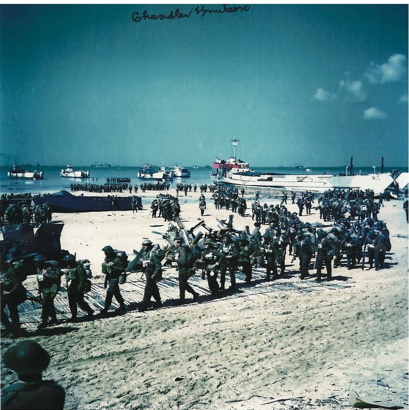 CHANDLER KNUTSON ROYAL WINNIPEG RIFLES JUNO BEACH D-DAY VET RARE SIGNED Photo Poster painting