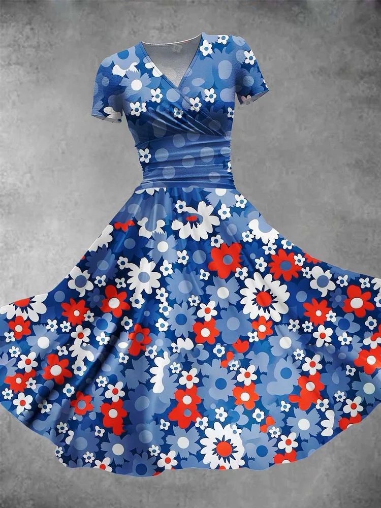 Women's American Independence Day Pattern Art Design Print Maxi Dress