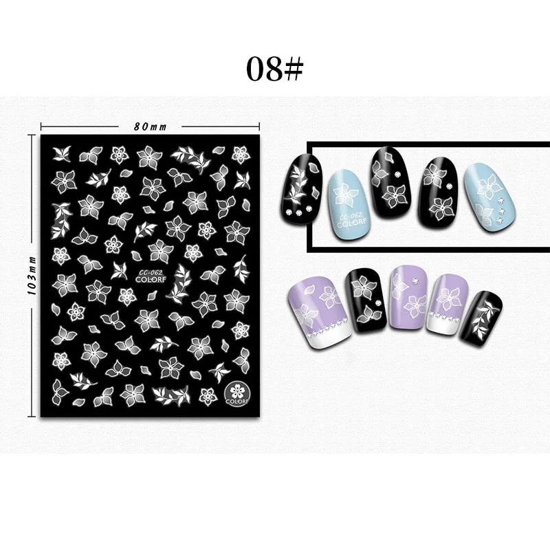 1 Sheet 3D Halloween Nail Sticker Christmas Skull Bone Snake Butterfly Maple Leaf Pattern Decals Manicures 3D Nail Decorations