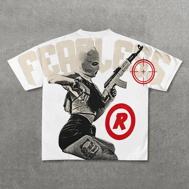 VChics Vintage Cool Girl Fearless Graphic 100% Cotton Short Sleeve T-Shirt