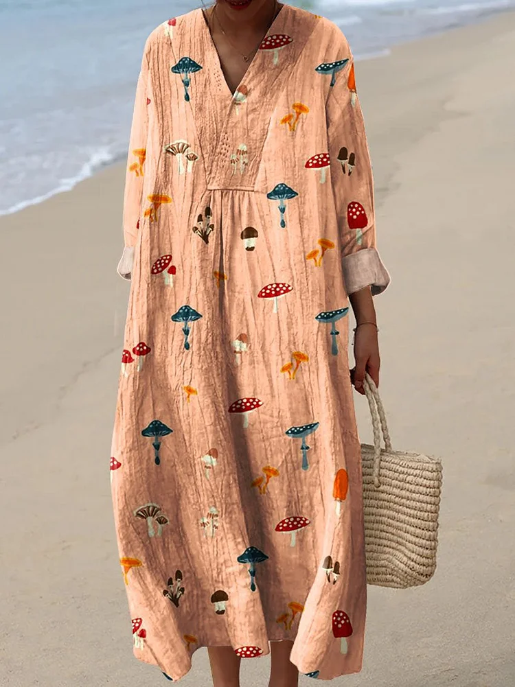 Women's  Mushroom  Art Print Casual Dress