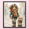 Girl And Dog-14CT Stamped Cross Stitch 42*48cm/16.54*18.9in