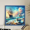Coffee Sailboat-11CT Stamped Cross Stitch 40*40cm/15.75*15.75in tapestrymarket