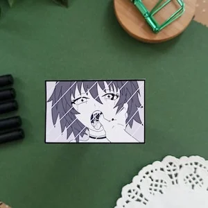 pornhint Pornhint Anime Girl Waterproof Sticker / Waifu Matte Sticker / Anime Bondage Adult Girl with Tongue Out