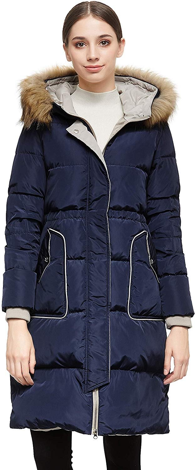 Women’s Winter Casual Mid Length Down Coat with Hood