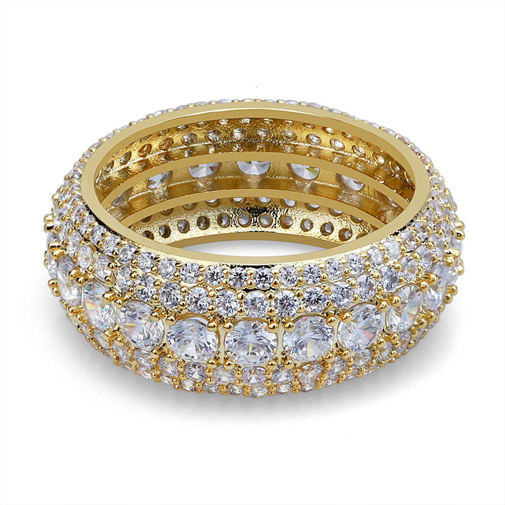 10MM Brass Gold Plated Iced Out CZ Cubic Zircon Rings