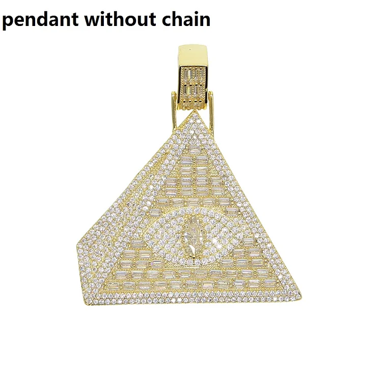 Iced Out Baguette CZ Pyramid Pendant Hiphop Necklace Men Jewelry-VESSFUL