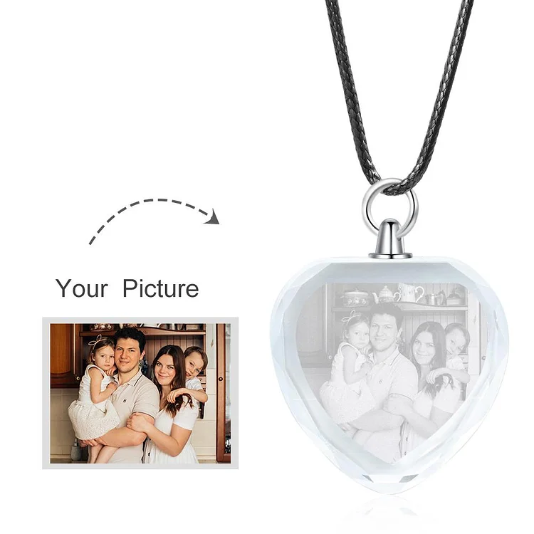 Personalized Heart Crystal Necklace Custom 1 Photo Necklace Gifts For Her