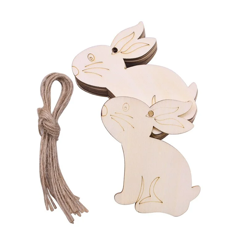 10pcs Wooden Easter Egg Wood Slices Pendant Ornaments Wedding Party Decoration Graffiti Egg Craft Hanging Kids Gift Easter Party