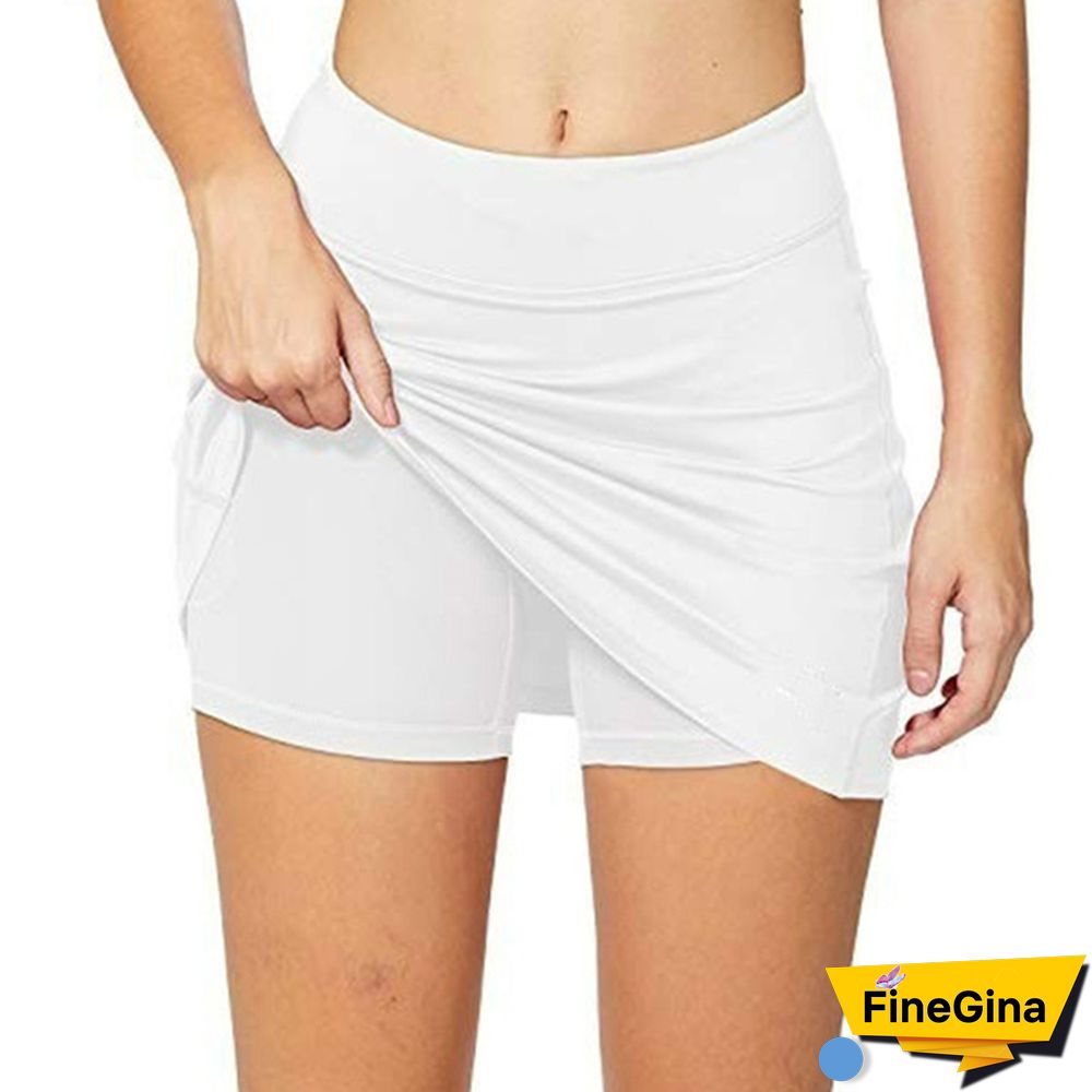 Women Running 2 In 1 Active Skorts Tennis Skirt Workout Clothing High Waist Sport Shorts Fitness Yoga