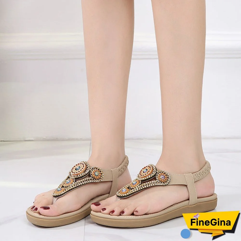 Women Soft and Comfortable Vintage Metal Decorated Sandals