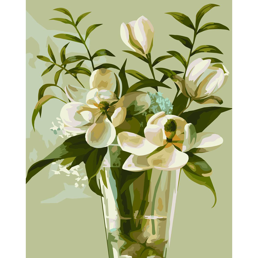 

40*50cm - Painting By Numbers - White Flowers, 501 Original