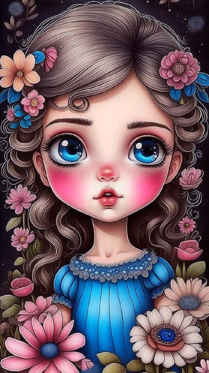 Big Eye Doll Girl 40*70CM(Canvas) AB Round Drill Diamond Painting gbfke