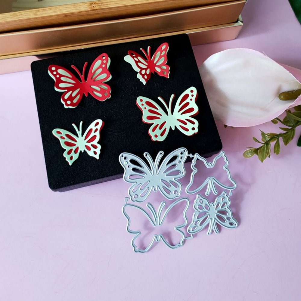 4PCS  Butterfly Metal Die Cutting Dies Stencils DIY Scrapbooking Album Decorative Embossing DIY Paper Cards Making