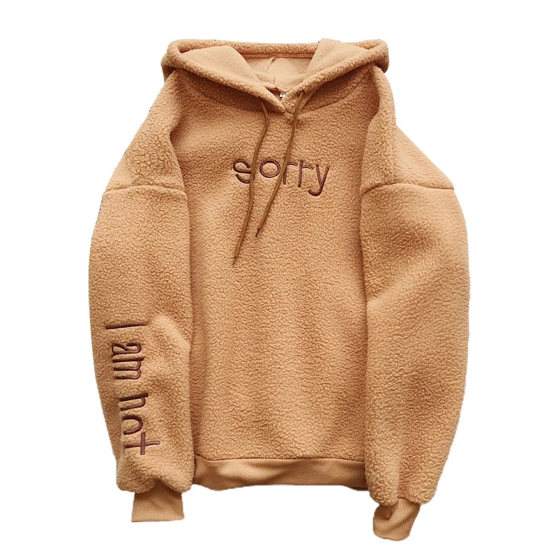 Hoodies Sweatshirts Women Autumn Winter Lamb Wool Hoodies Oversize Pullover Velvet Thicken Warm Hoodie Sweatshirts Streetwear