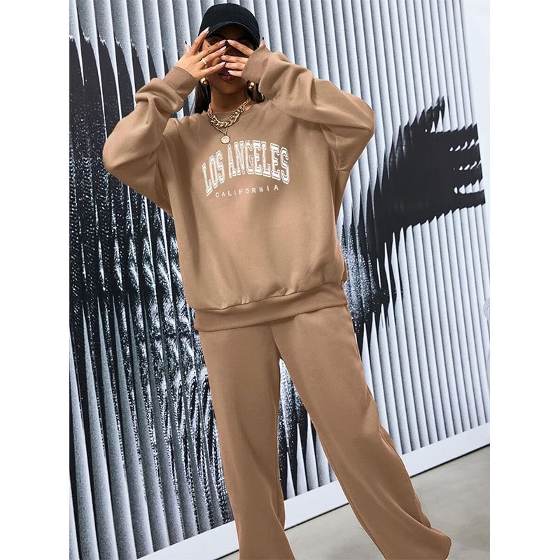 Women's Fashion Sleeve Crew Neck Loose Printing Suit Tops
