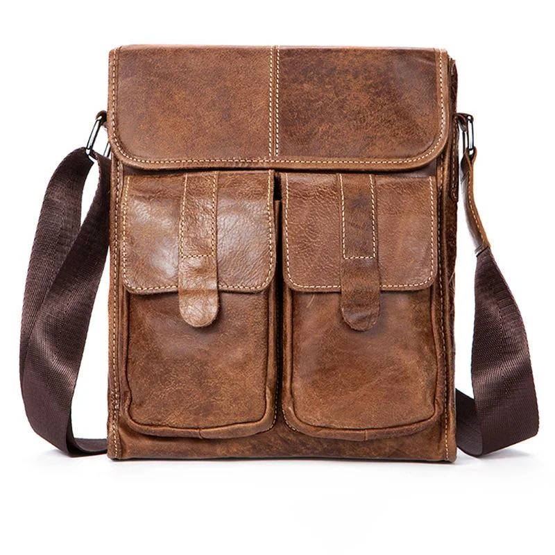 Fashion Vintage Messenger Bags Durable Leather Shoulder Bags