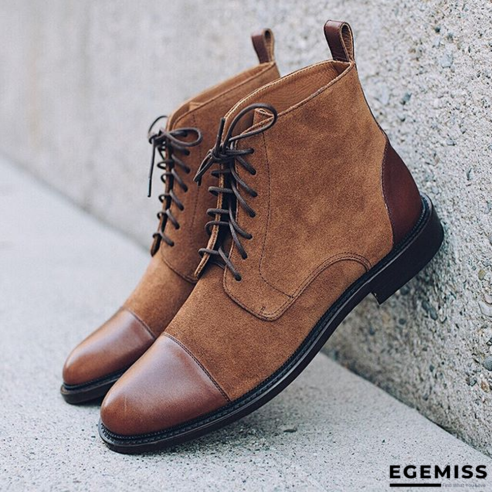 Handmade Color Stitching Suede Ankle Boots | EGEMISS