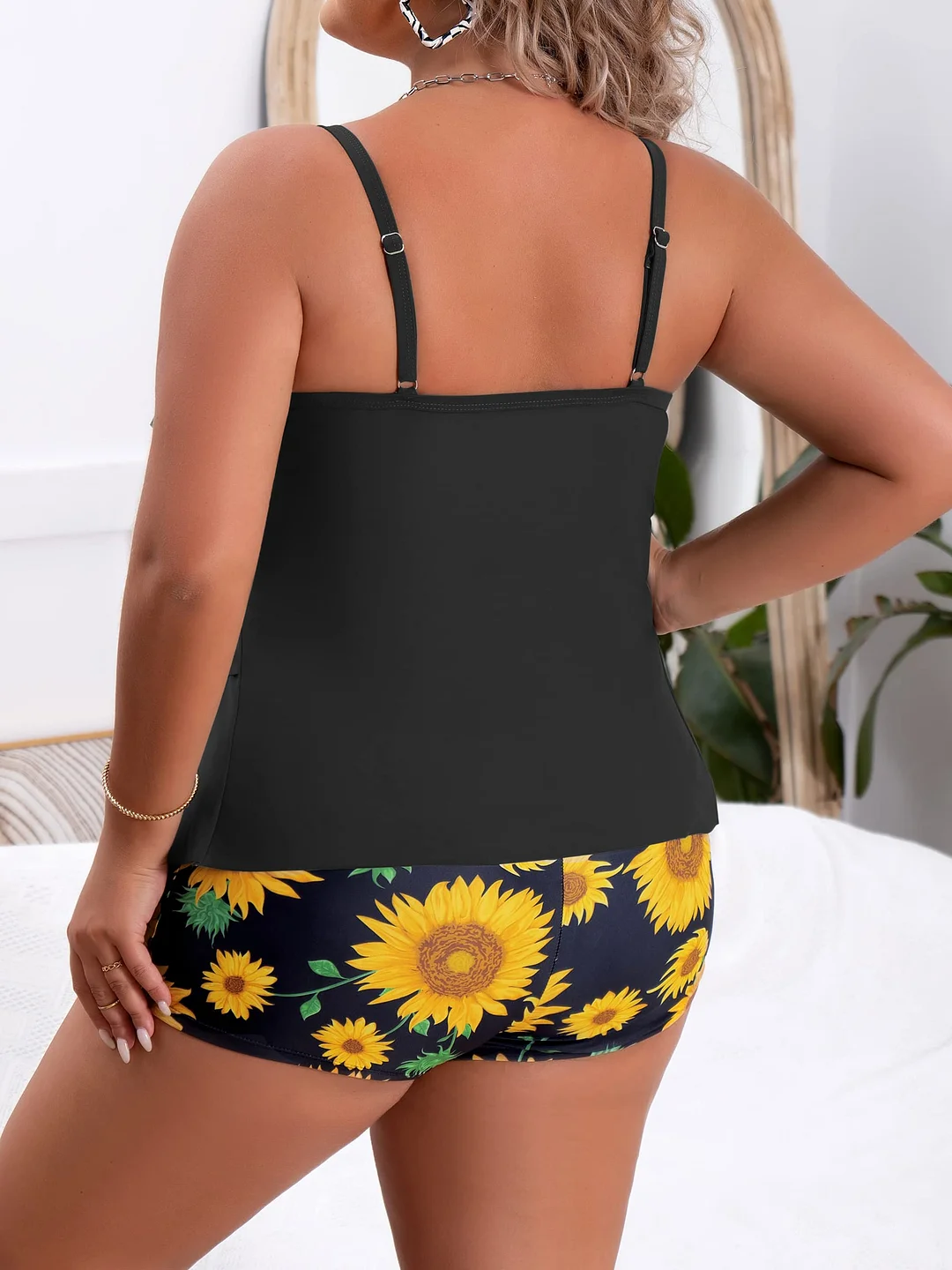 Plus Size Ruffled Flounce Tummy Control Tankini Swimsuits
