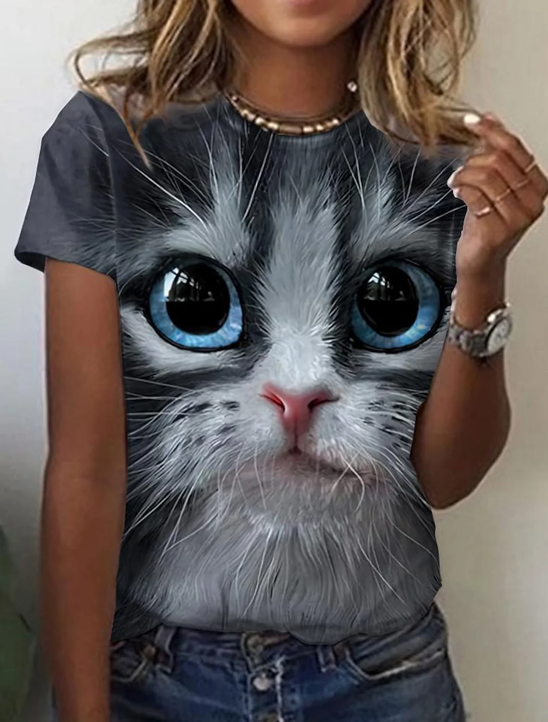 3D Cat Painting Animal Printed T-shirt