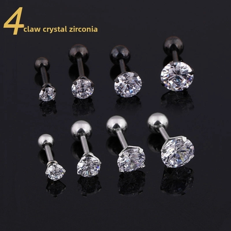 Medical Titanium Steel Zircon Stud Earrings Korean Girls Men’s Diamond Earrings Fashion Ear Bone Nails