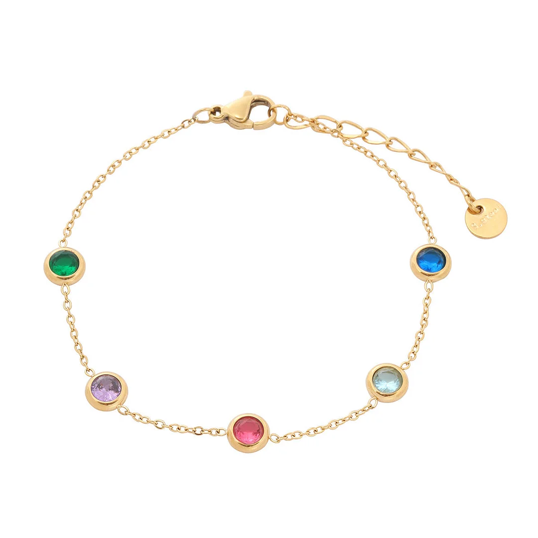 Round Colored Diamond Stainless Steel Bracelet