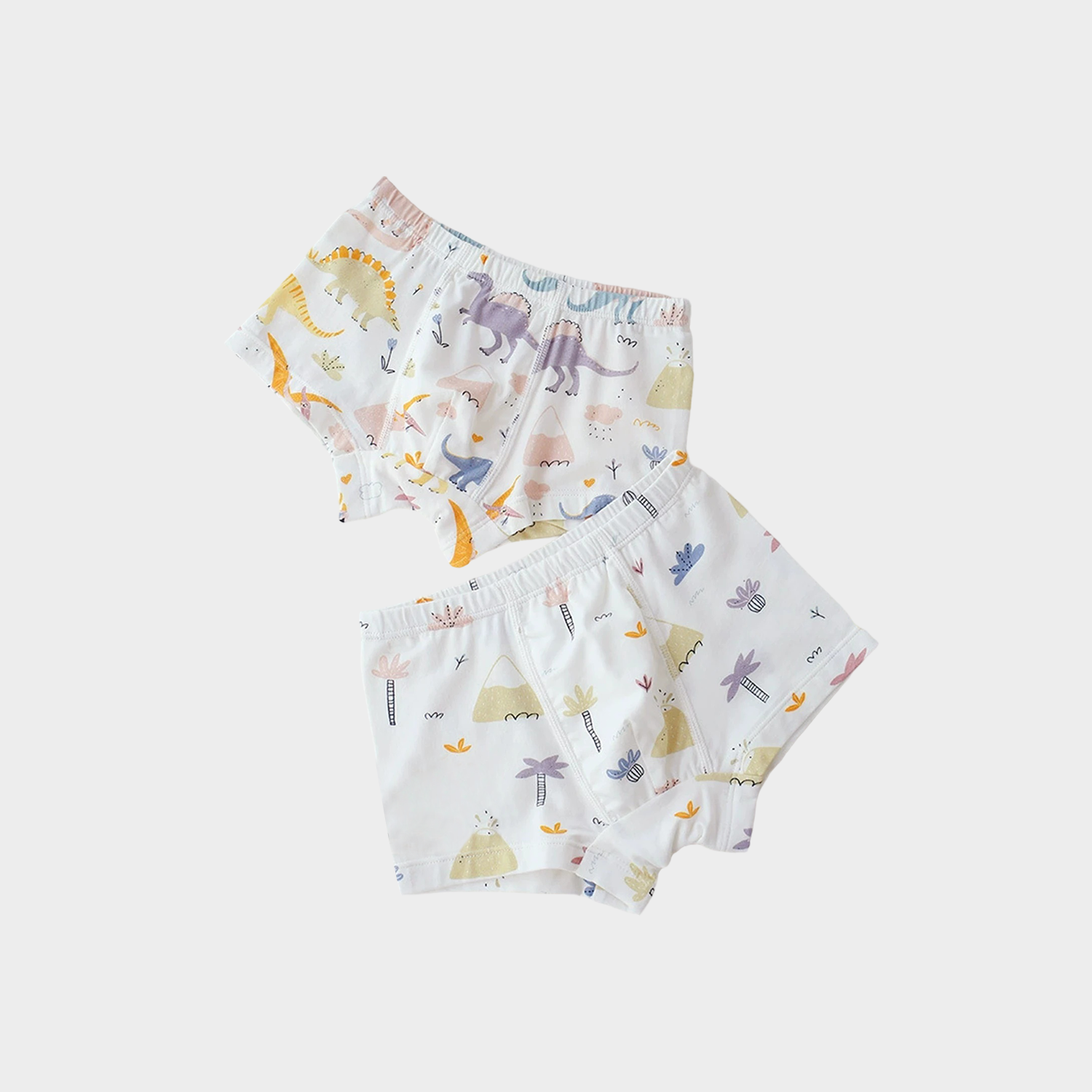 Vibrant Dino-Themed Bamboo Fiber Boys' Underwear 2-Pack REAL SILK LIFE