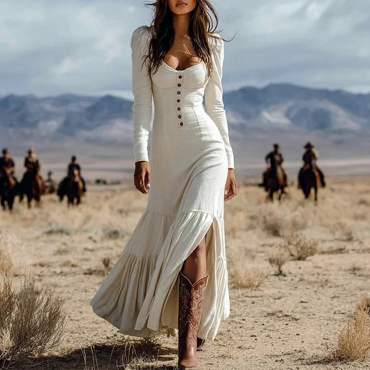 Women's Country Retro Bohemian Maxi Dress socialshop