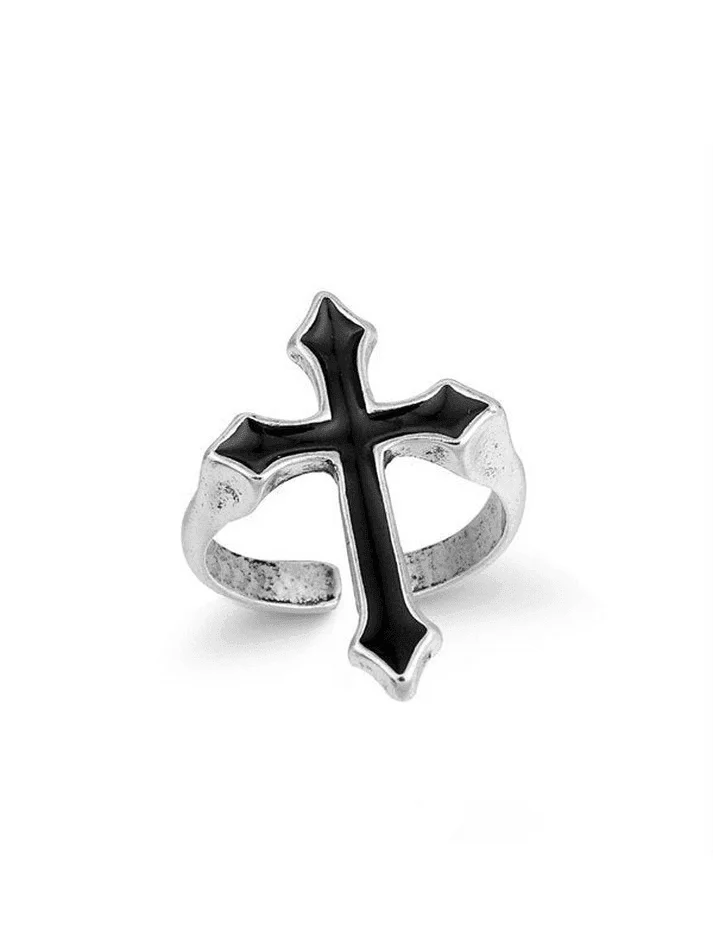 Brownm Gothic Cross Ring