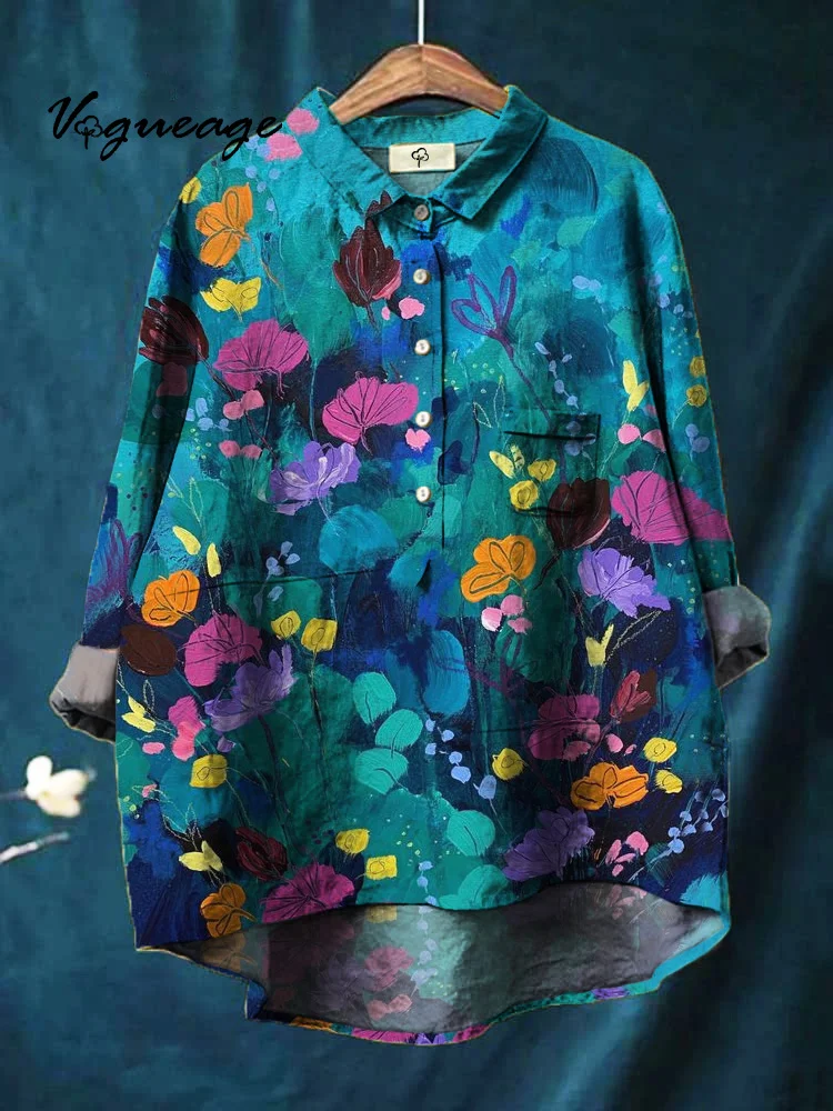 Beautiful Elegant And Versatile Flowers Printed Cotton And Linen Shirt