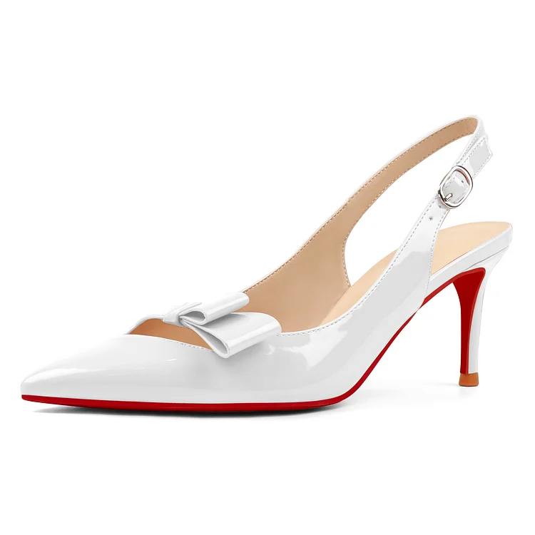 Women Fashion Pointed Toe White Heel Pumps Sexy Slip On Stiletto Party Shoes VOCOSI VOCOSI