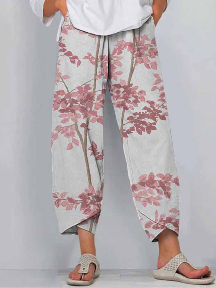 Comstylish Floral Print Loose Casual Pants